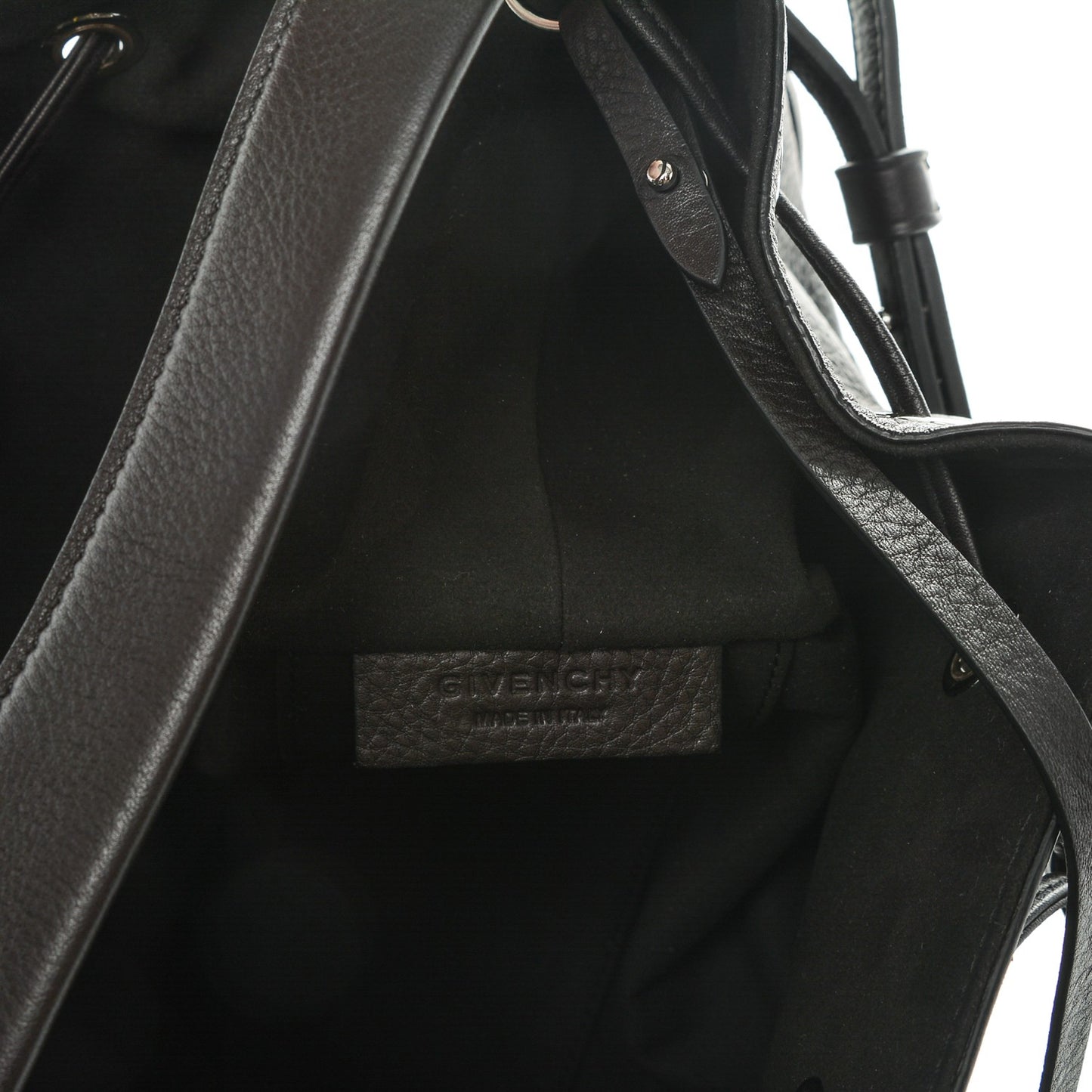 Calfskin Small Lucrezia Drawstring Bucket Bag Black