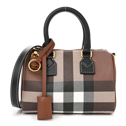 Burberry E-canvas Check Mini Bowling Bag Dark Birch Brown 1 of 9