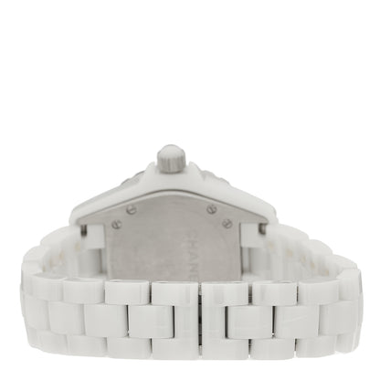 Chanel Stainless Steel Ceramic Diamond 33mm J12 Quartz Watch White 3 of 4