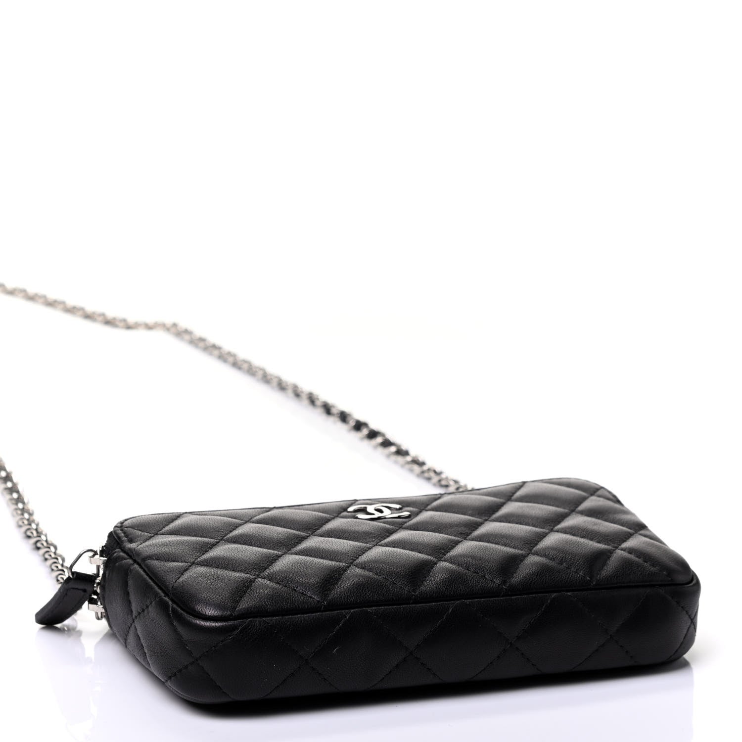 Chanel Lambskin Quilted Small Clutch With Chain Black 3 of 4