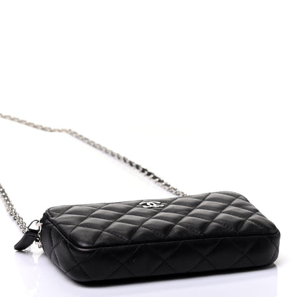 Chanel Lambskin Quilted Small Clutch With Chain Black 3 of 4