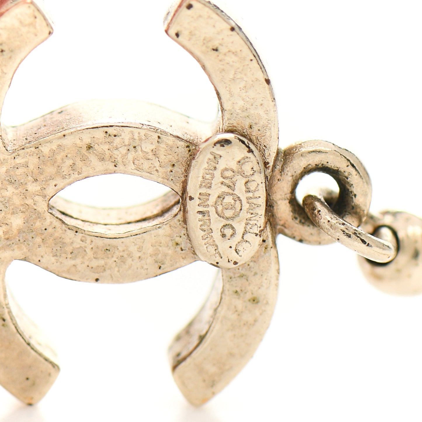 Metal Enamel CC Bow Drop Earrings Pink Gold