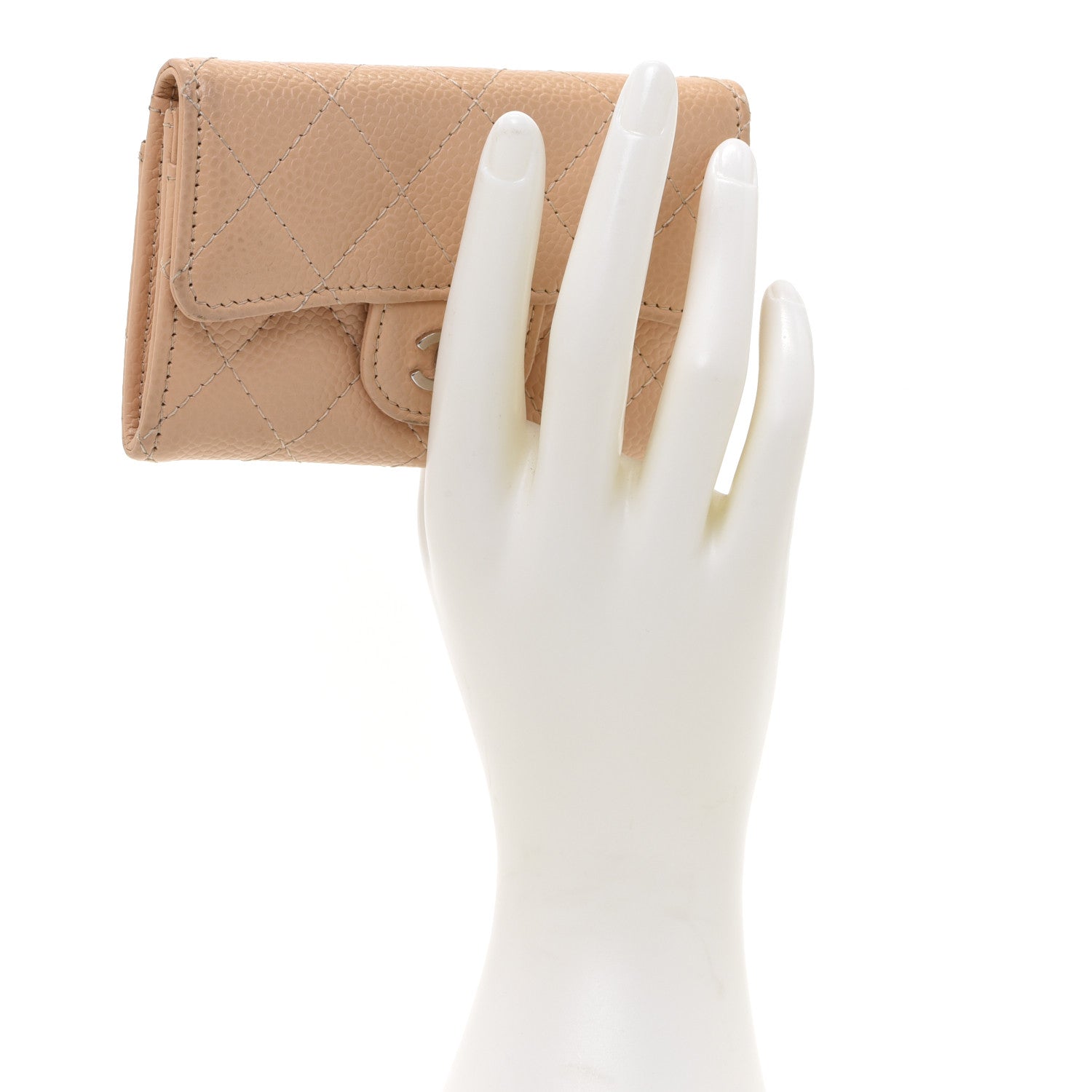 Chanel Caviar Quilted Flap Card Holder Wallet Beige 2 of 13