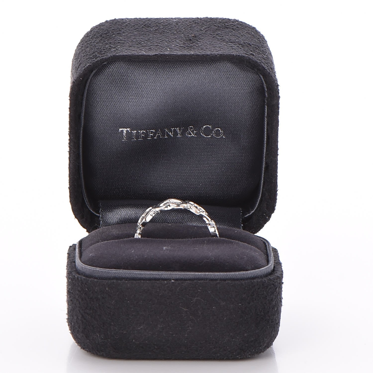 Tiffany 18K White Gold Diamond Hearts Eternity Band Ring 53 6.25 6 of 6