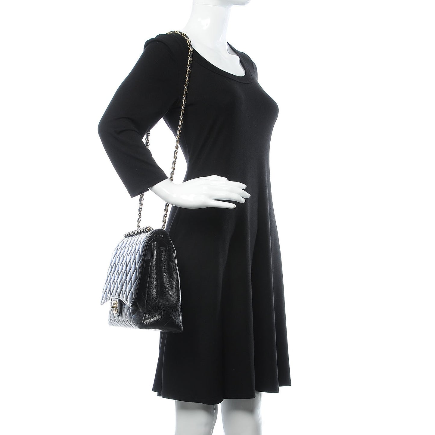Caviar Quilted Maxi Double Flap Black