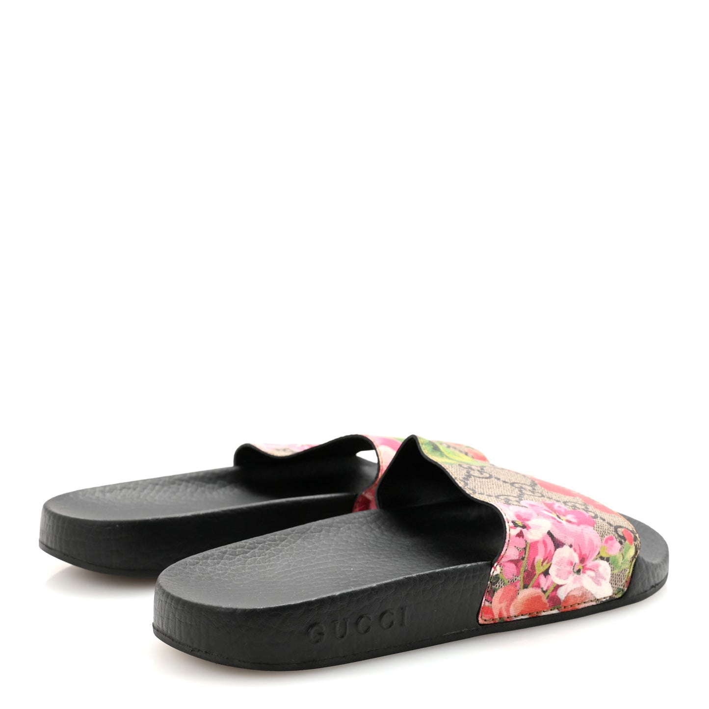 GG Supreme Monogram Blooms Slide Sandals 36 Beige Multicolor