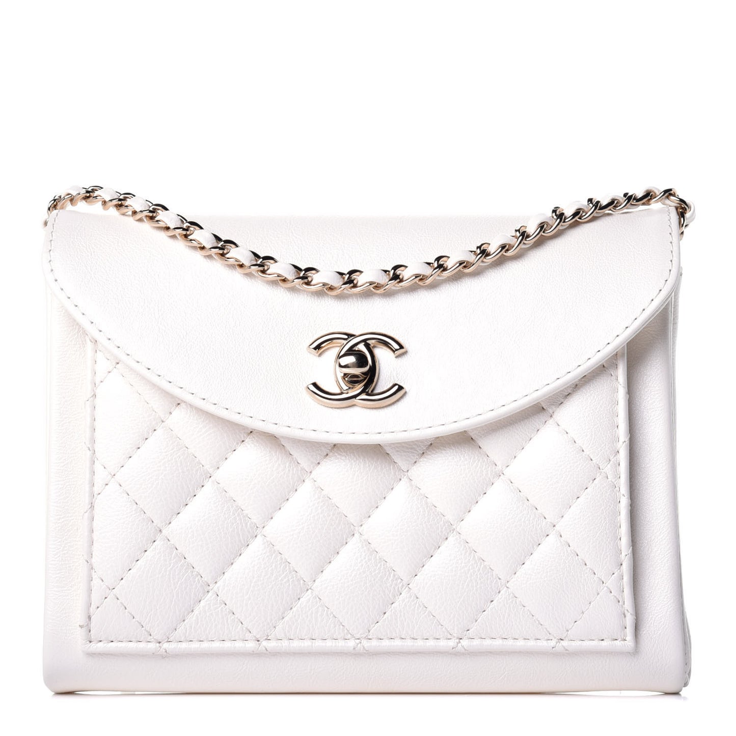 Calfskin Quilted Smart Pocket Crossbody Bag White