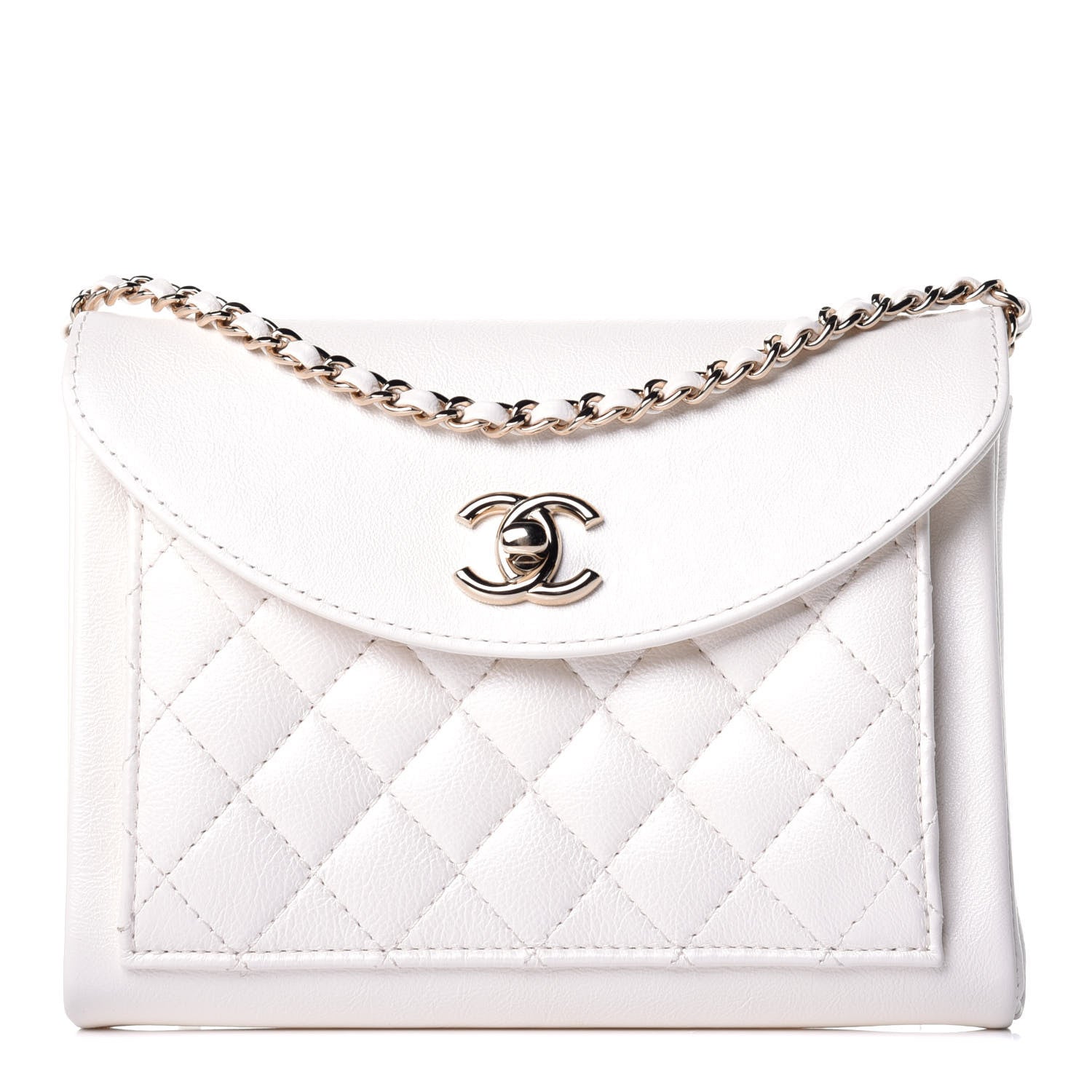 Chanel Calfskin Quilted Smart Pocket Crossbody Bag White 1 of 10