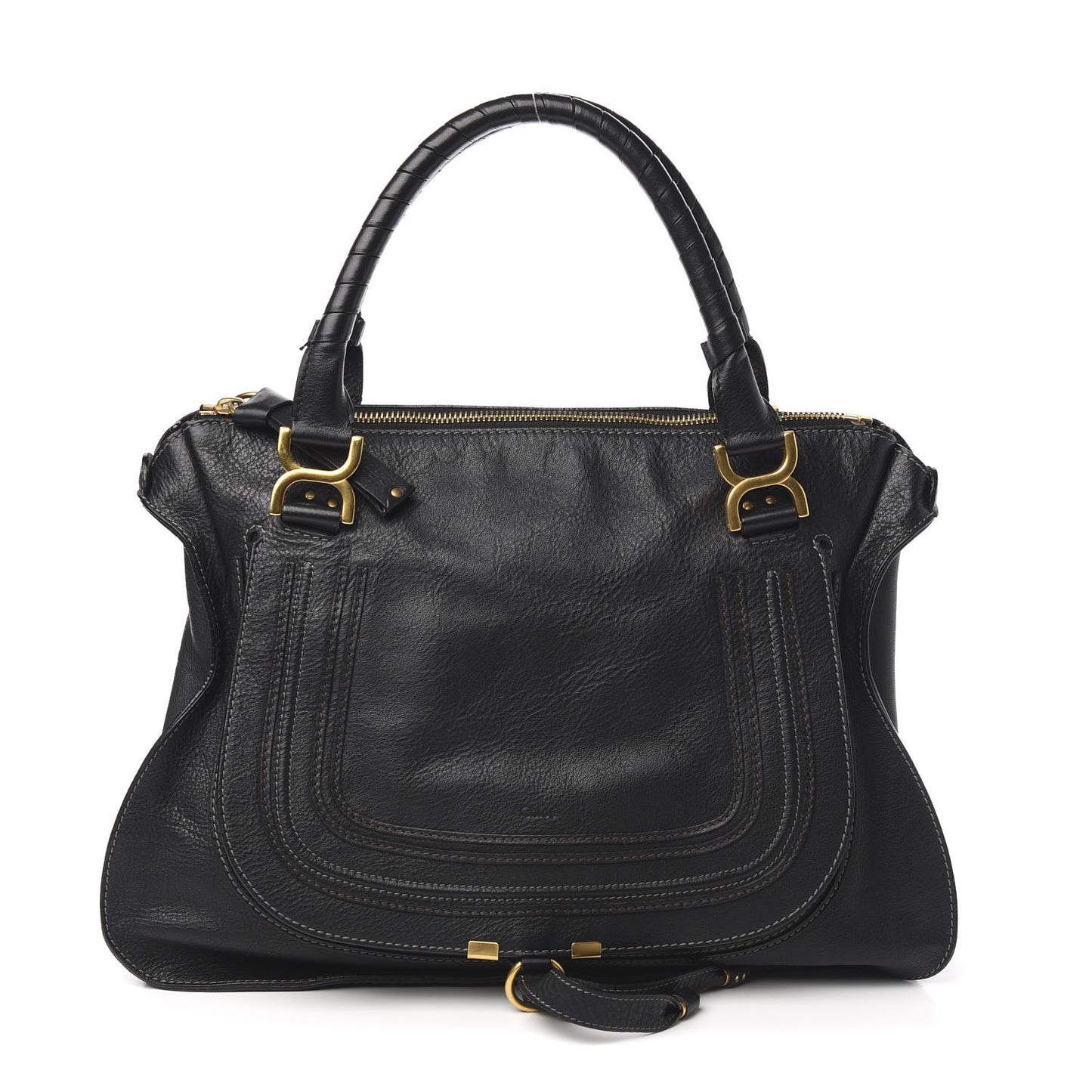 Calfskin Large Marcie Satchel Black