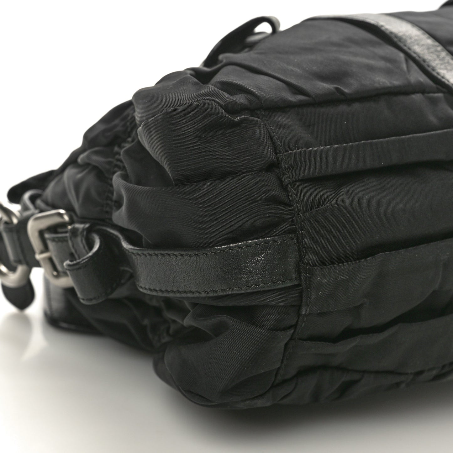 Tessuto Nylon Nappa Braided Gaufre Shopping Satchel Black