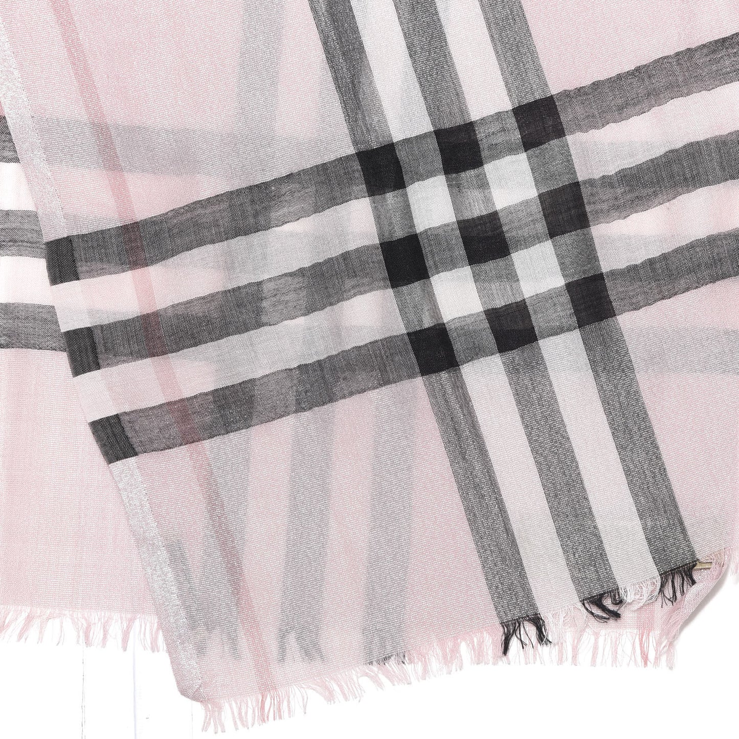 Silk Wool Gauze Giant Check Scarf Alabaster Pink