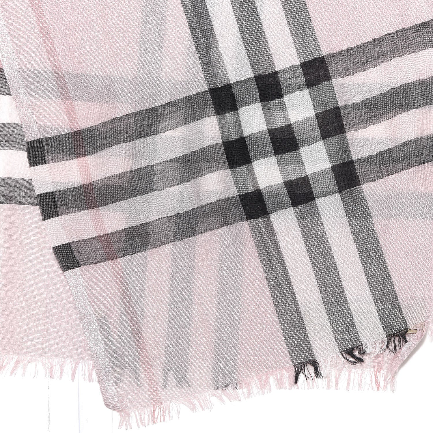 Burberry Silk Wool Gauze Giant Check Scarf Alabaster Pink 3 of 5