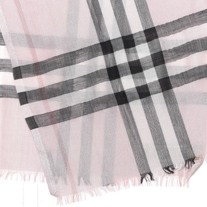 Burberry Silk Wool Gauze Giant Check Scarf Alabaster Pink 3 of 5