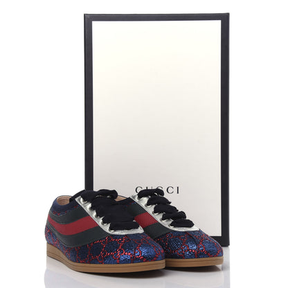 Gucci Lurex Calfskin Web GG Monogram Womens Falacer Sneakers 36 Iridescent Blue Iridescent Red Silver 11 of 11
