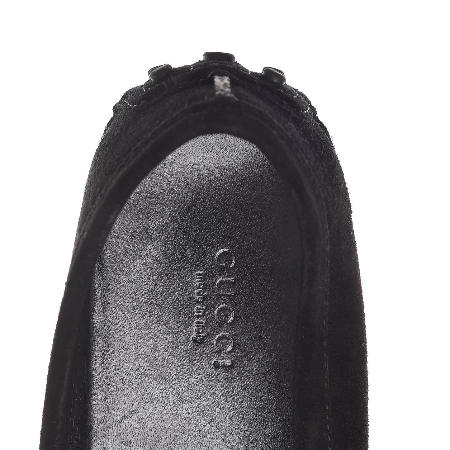 Suede GG Buckle Driver Loafers 37 Nero Black