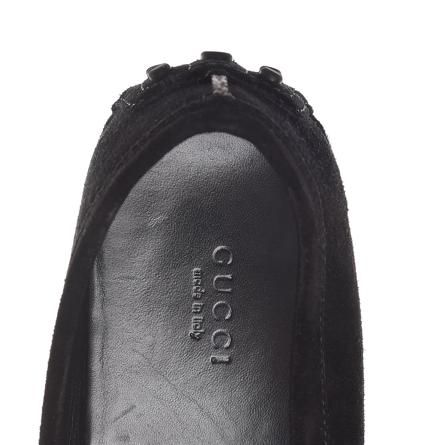 Gucci Suede GG Buckle Driver Loafers 37 Nero Black 9 of 10