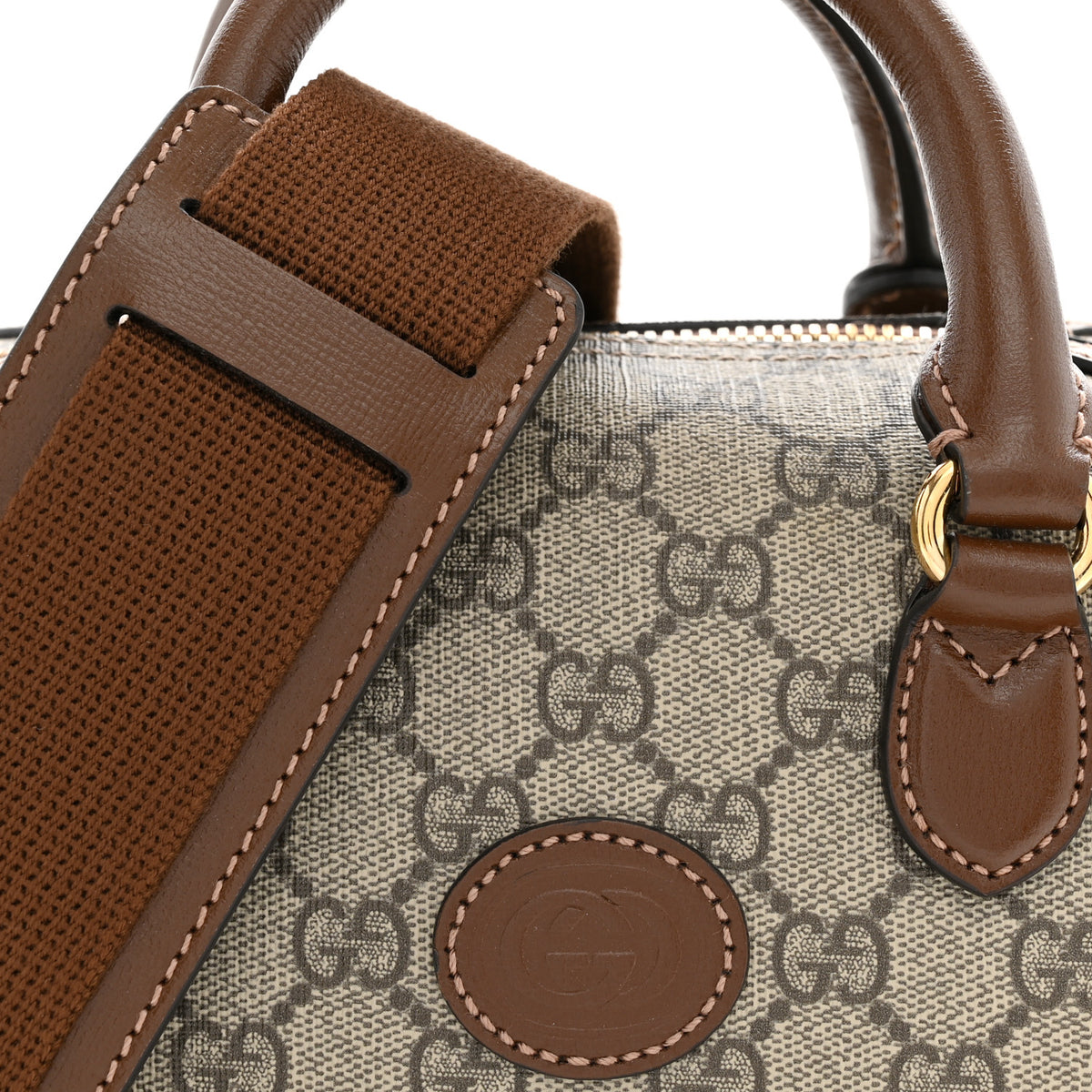 GG Supreme Monogram Interlocking G Small Duffle Beige Ebony