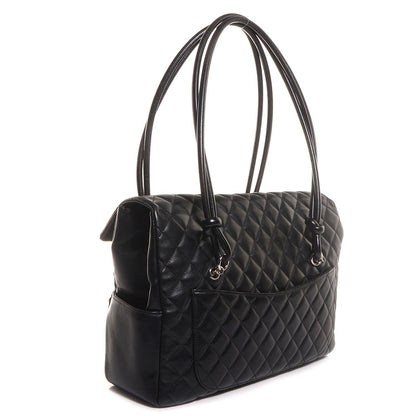 Chanel Calfskin Quilted Large Cambon Flap Black White 3 of 8