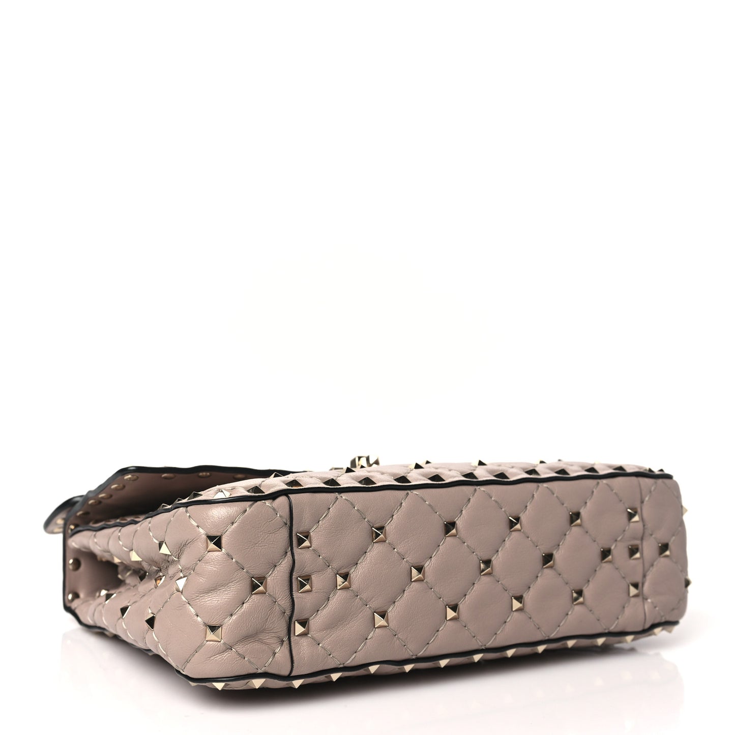 Lambskin Medium Rockstud Spike Shoulder Bag Poudre