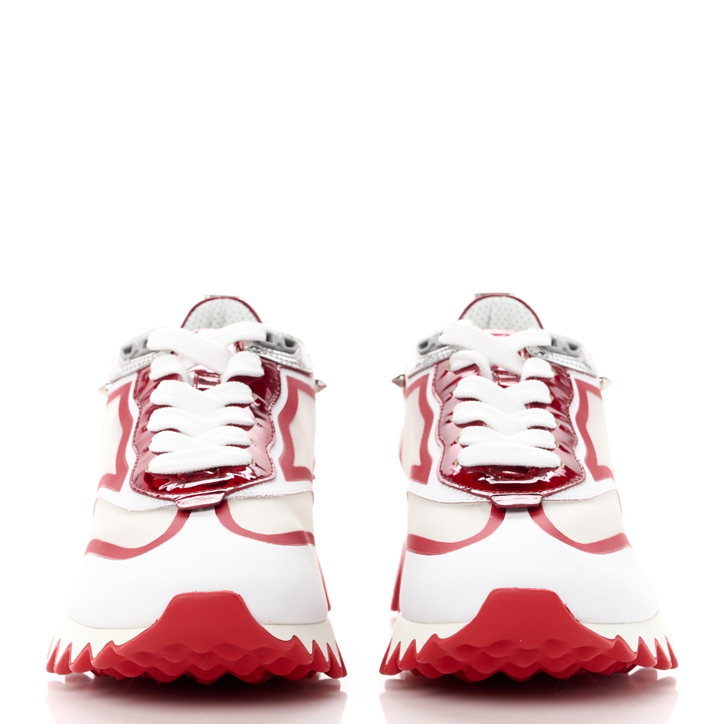 Transparent Mesh Patent Calfskin Sharkina Sneakers 36.5 White Loubi