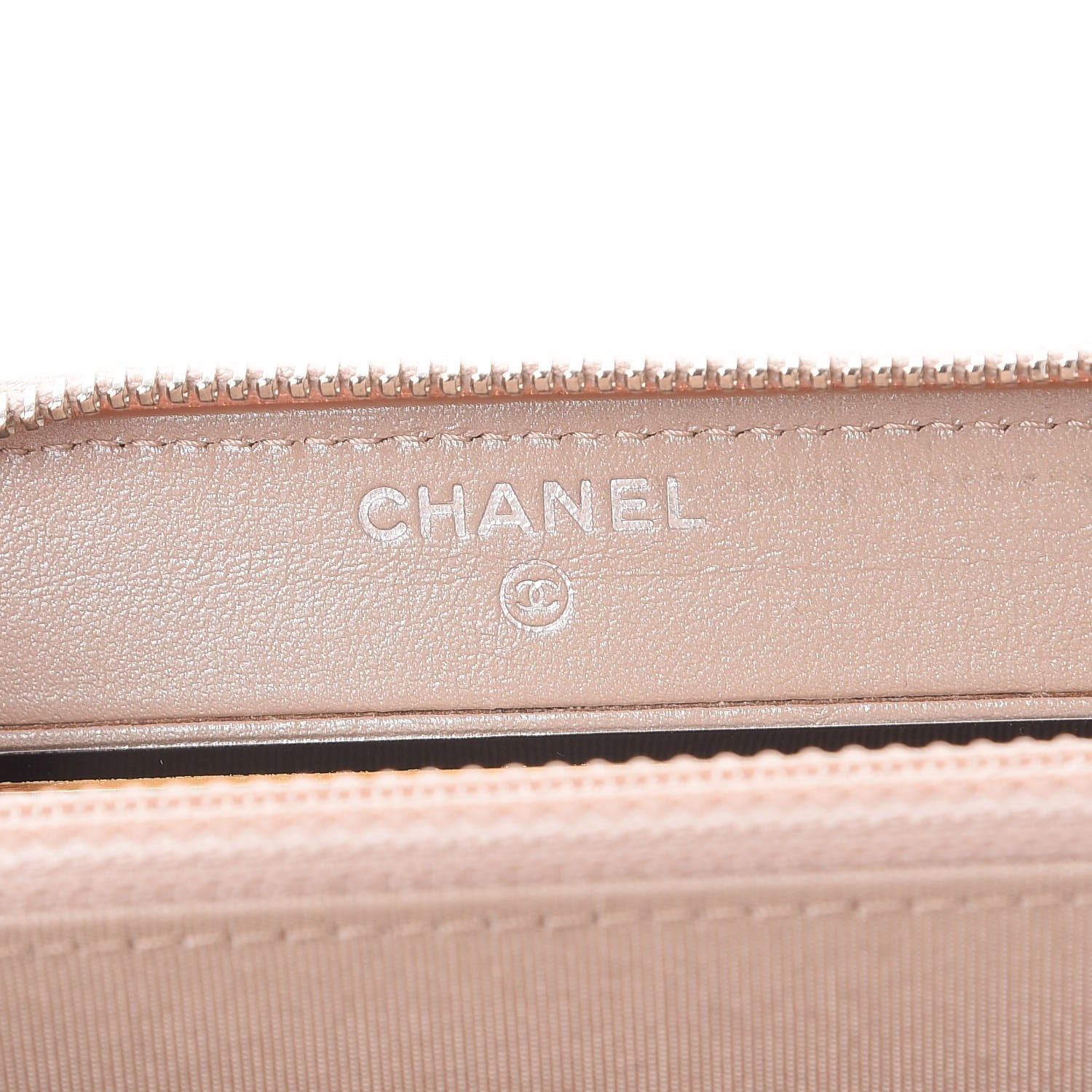 Chanel Metallic Caviar Chevron Quilted Small Zip Around Wallet Light Gold 6 of 9
