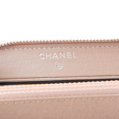 Chanel Metallic Caviar Chevron Quilted Small Zip Around Wallet Light Gold 6 of 9