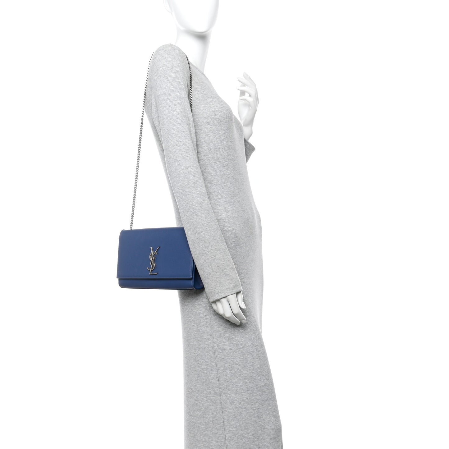 Grain De Poudre Medium Classic Monogram Kate Satchel Blue Charron