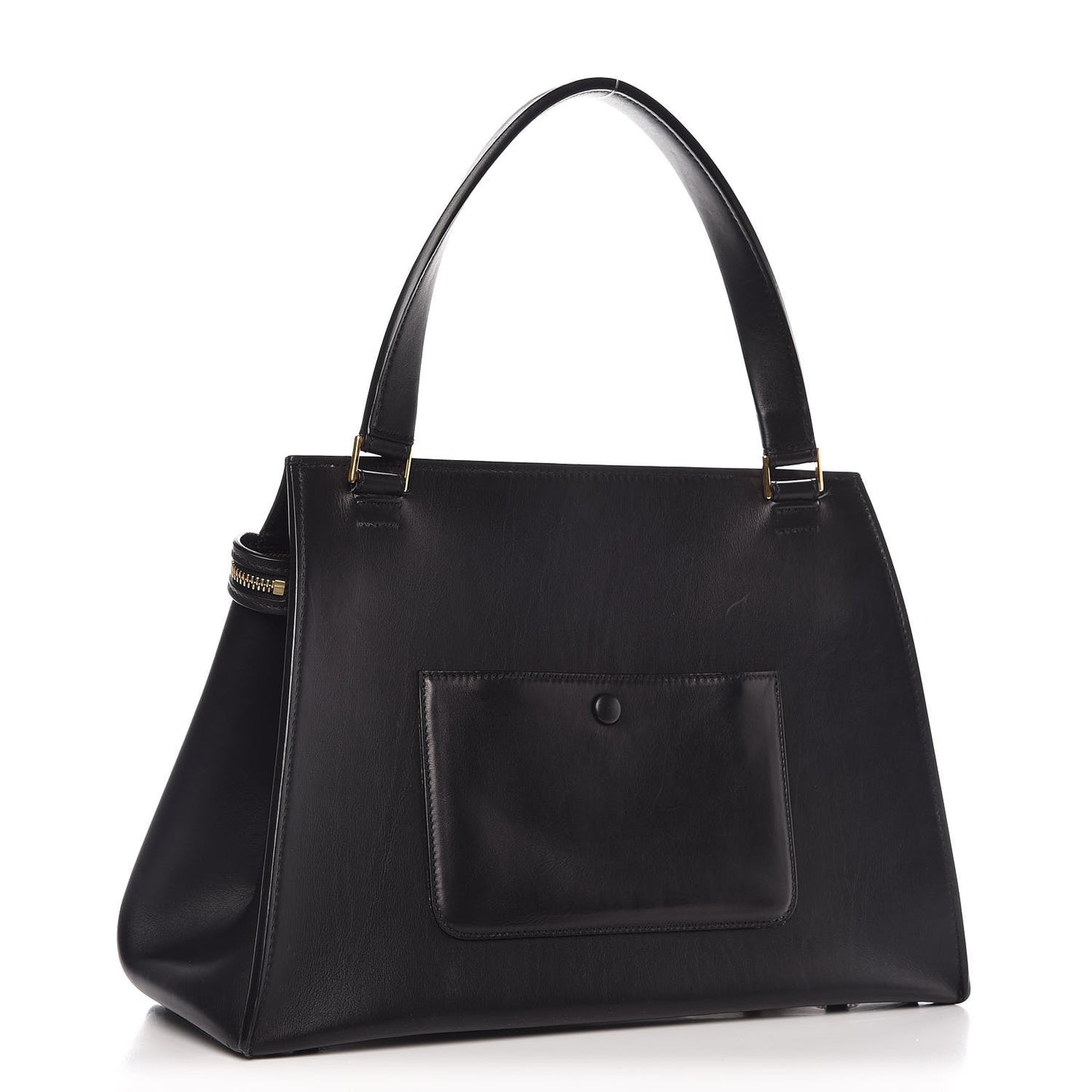 Smooth Calfskin Medium Bi-Color Edge Shoulder Bag Black Navy