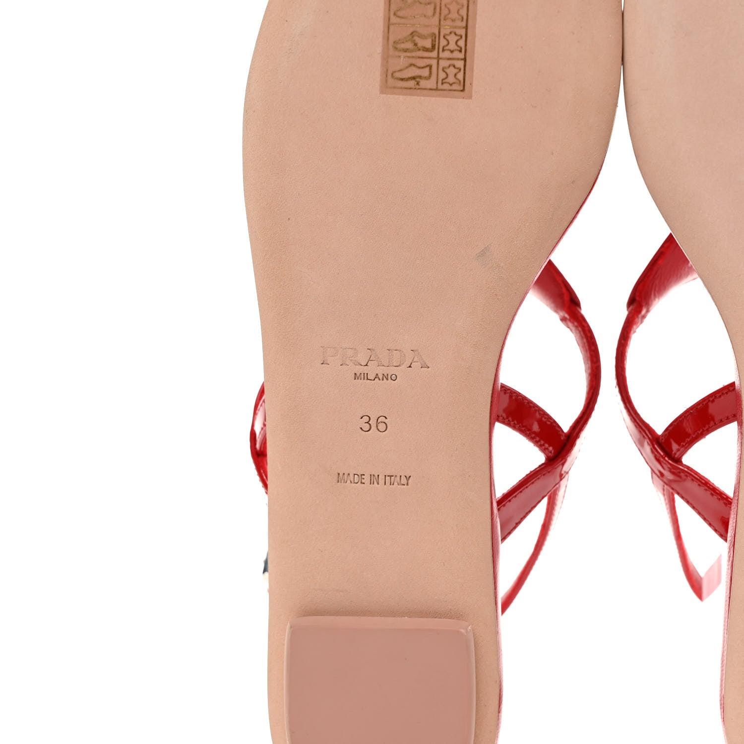 Prada Vernice Metal Triangle Logo Slingback Flat Thong Sandals 36 Rosso 6 of 7
