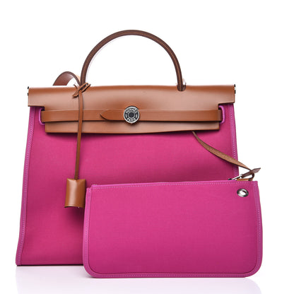 Hermes Vache Hunter Toile Herbag Zip 31 PM Magnolia Fauve 3 of 11