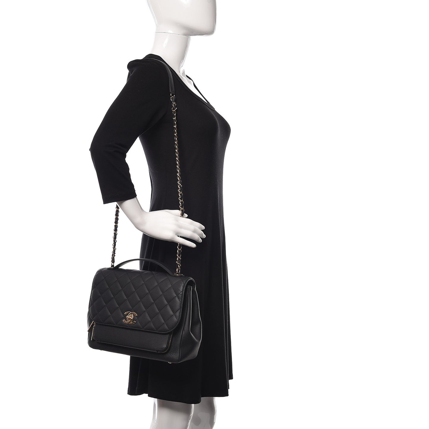 Caviar Quilted Large Business Affinity Flap Black