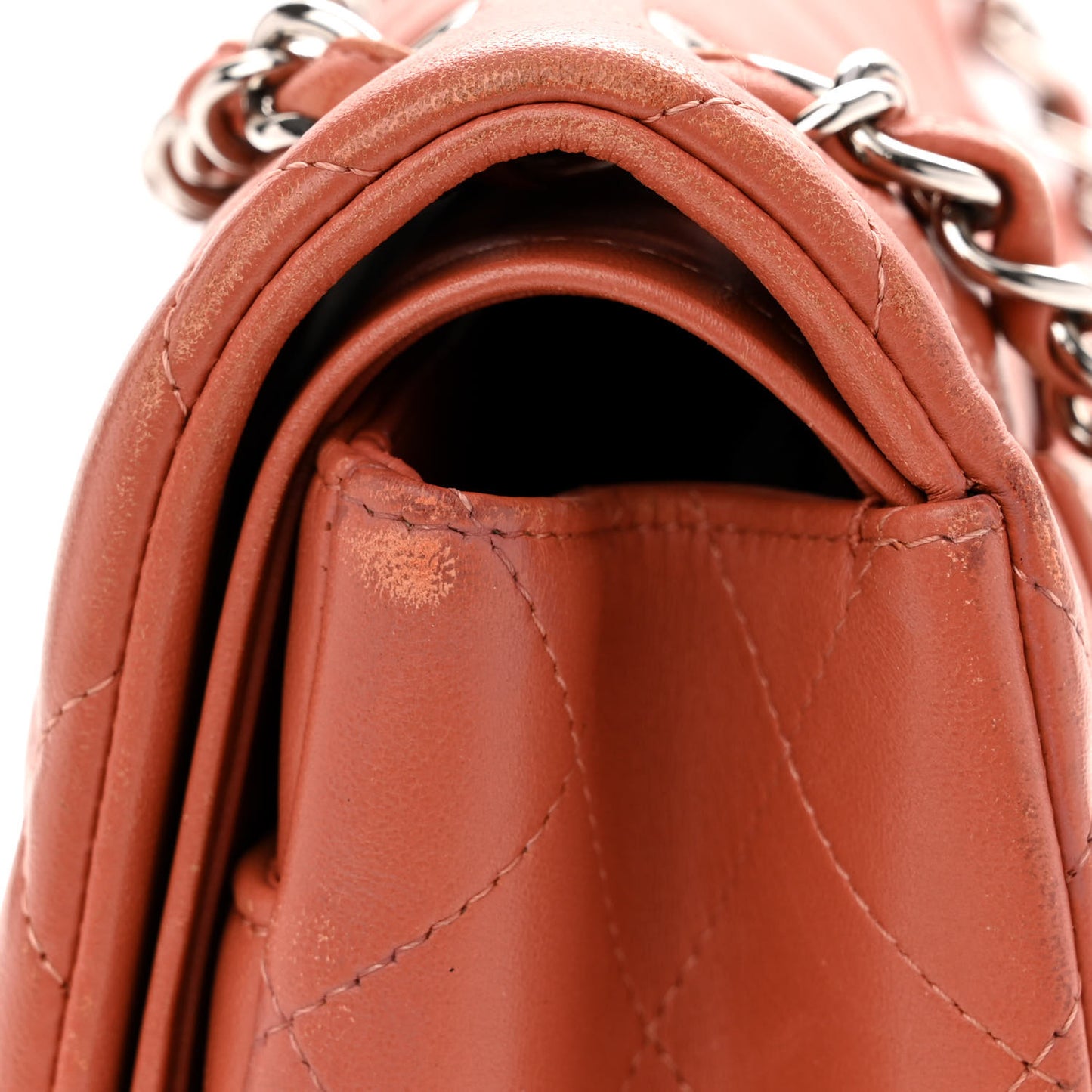 Lambskin Quilted Jumbo Double Flap Orange