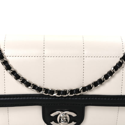 Chanel Lambskin Calfskin Small Chocolate Bar Flap Bag White Black 8 of 10