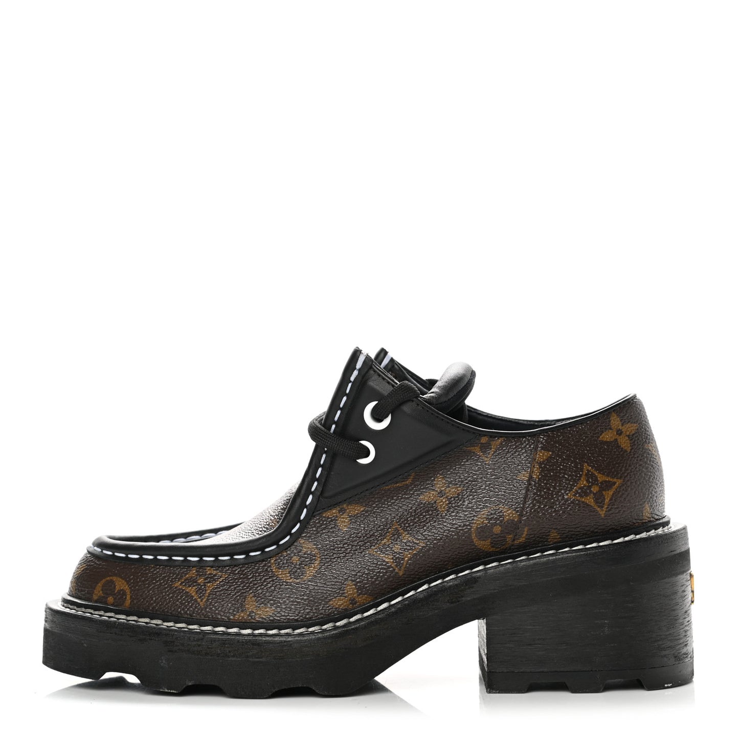 Monogram Calfskin Beaubourg Platform Derby Shoes 38 Brown