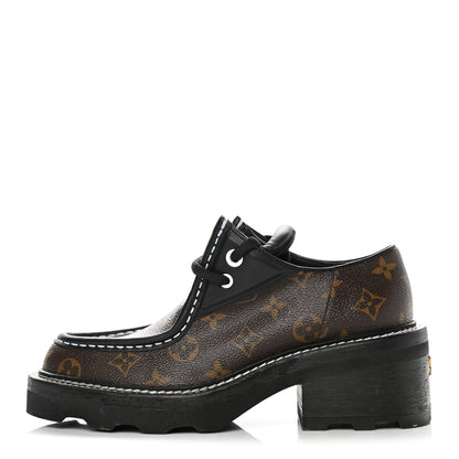 Louis Vuitton Monogram Calfskin Beaubourg Platform Derby Shoes 38 Brown 1 of 9