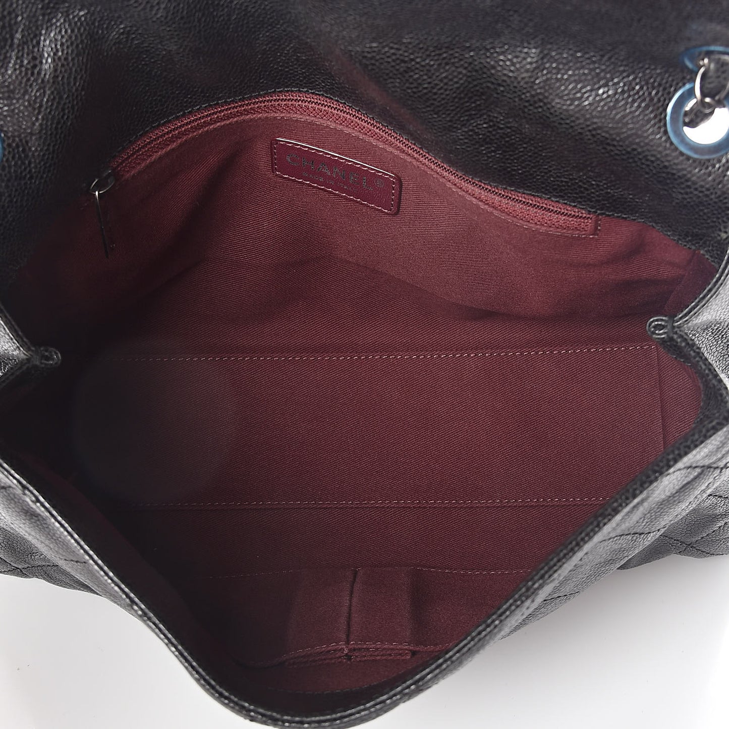 Crumpled Grained Calfskin Jumbo CC Crave Flap Black