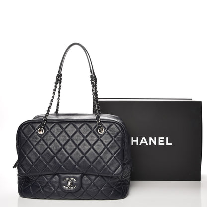 Chanel Washed Lambskin Quilted Travel Flap Tote Navy 8 of 8