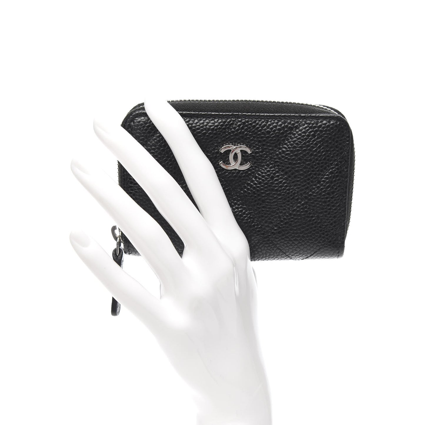 Caviar Quilted Zip Coin Purse Black