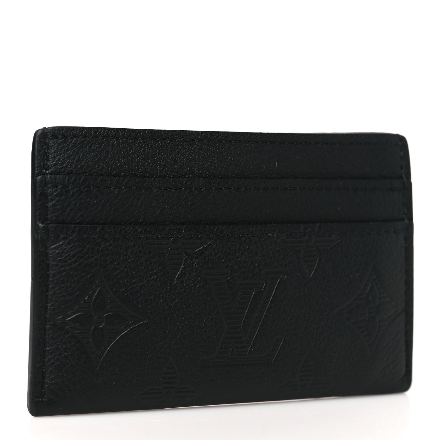 Calfskin Monogram Shadow Double Card Holder Black
