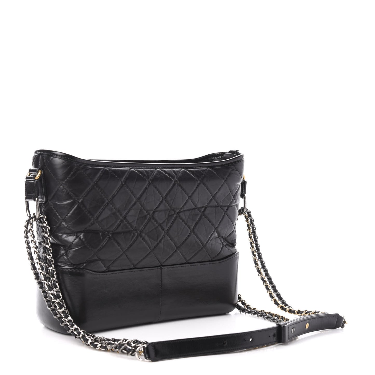 Aged Calfskin Quilted Medium Gabrielle Hobo Black