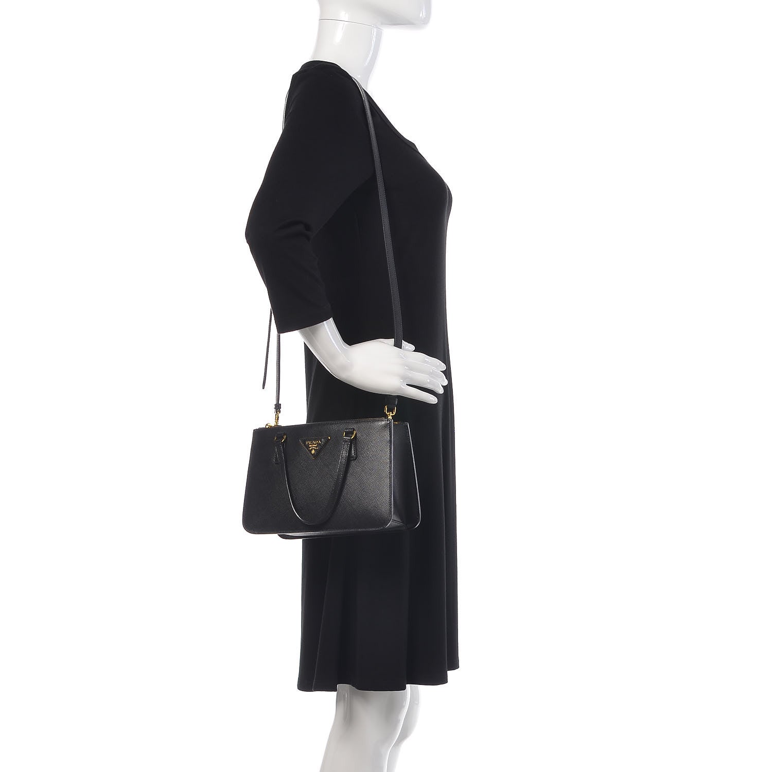 Prada Saffiano Mini Double Zip Tote Black 2 of 9