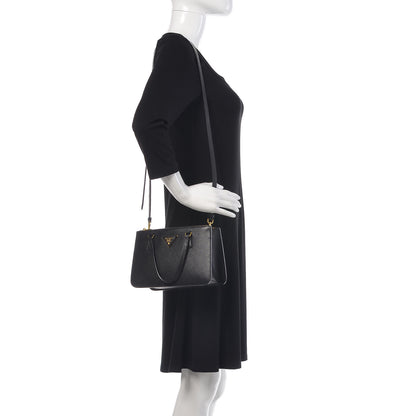 Prada Saffiano Mini Double Zip Tote Black 2 of 9