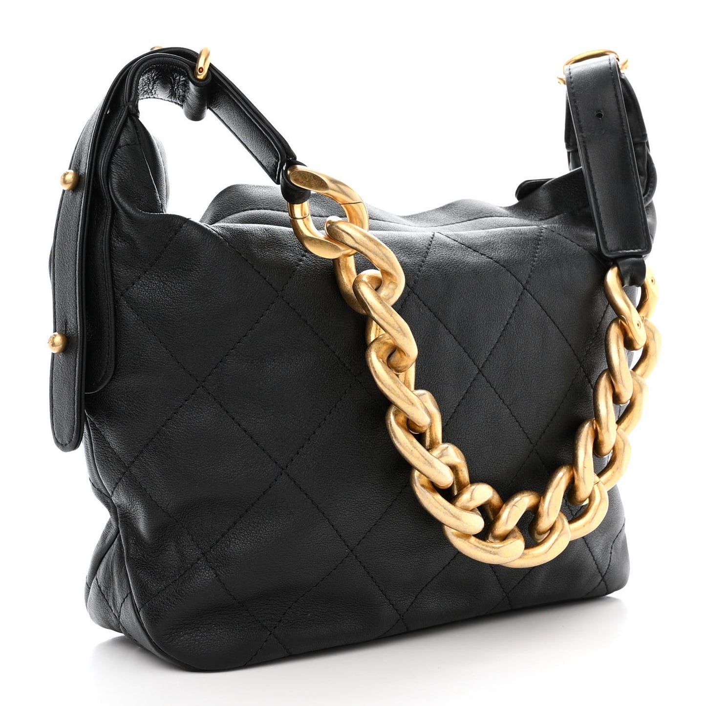 Calfskin Quilted Daily Hobo Black