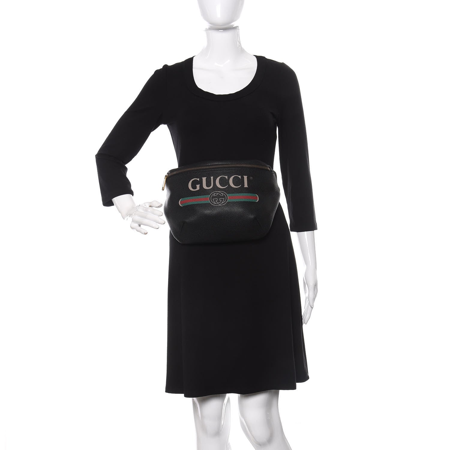 Gucci Grained Calfskin Logo Belt Bag Black 2 of 9