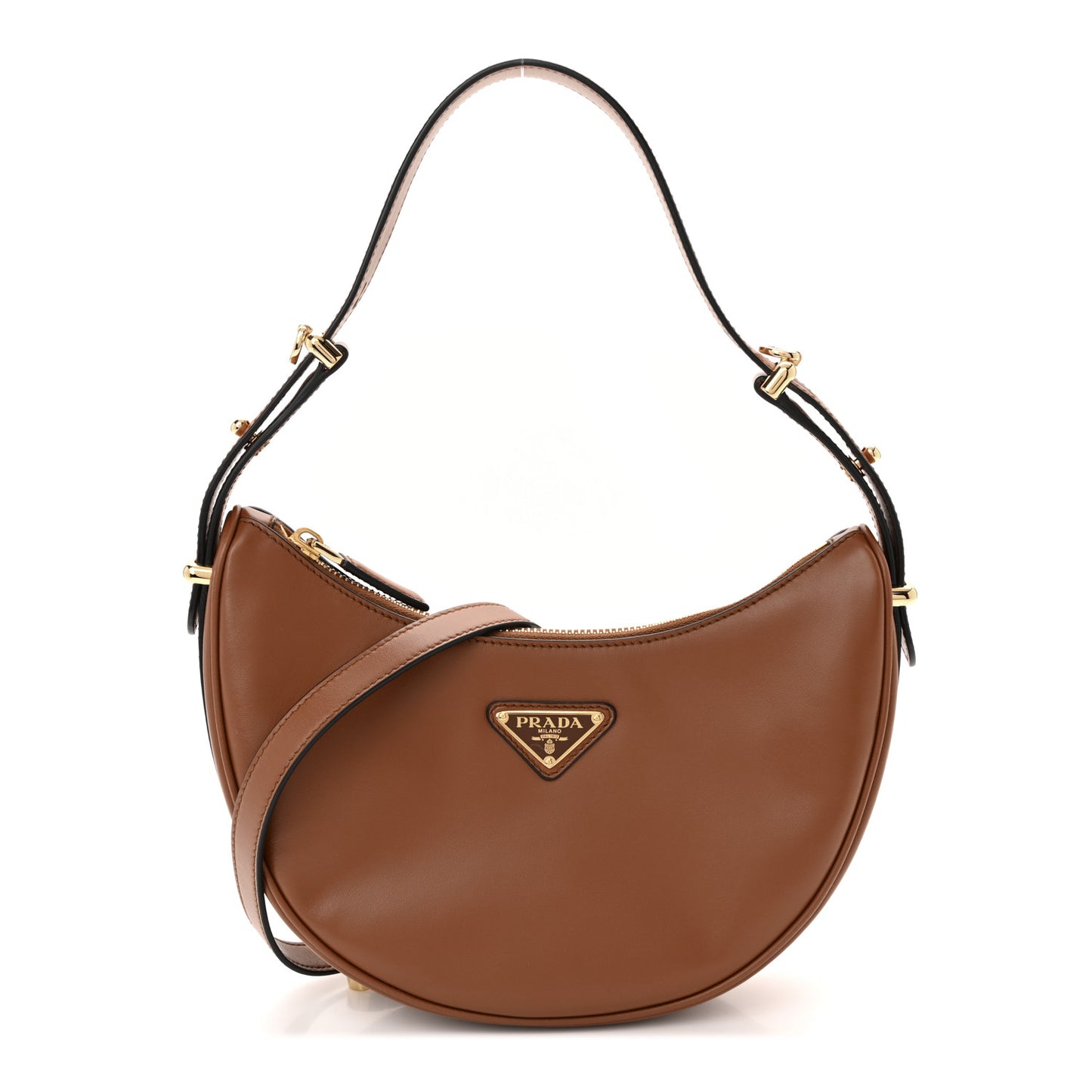 Soft Calfskin Small Arque Shoulder Bag Cognac