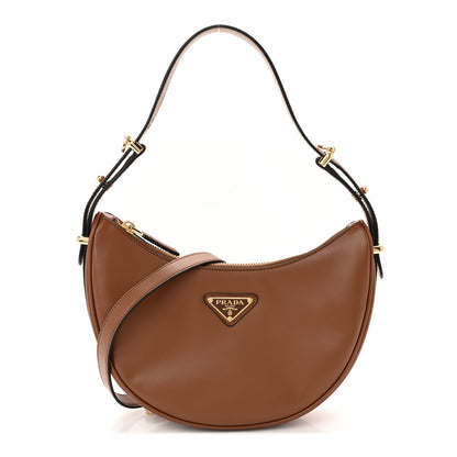Prada Soft Calfskin Small Arque Shoulder Bag Cognac 1 of 11