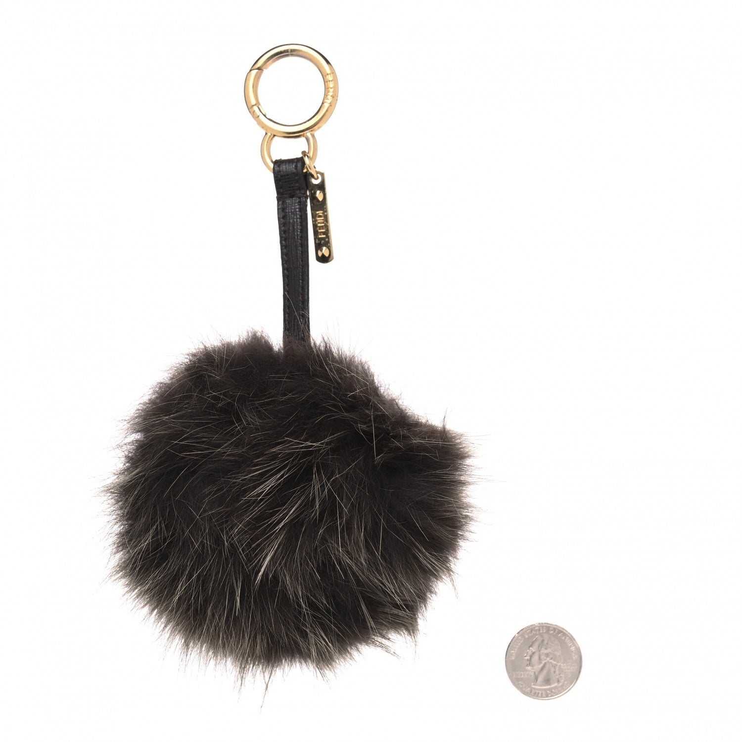 Fendi Fox Fur Vitello Elite Pom Pom Bag Charm Moro 2 of 4