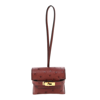 Hermes Ostrich Kelly Festival Bag Charm Rouge H 1 of 6