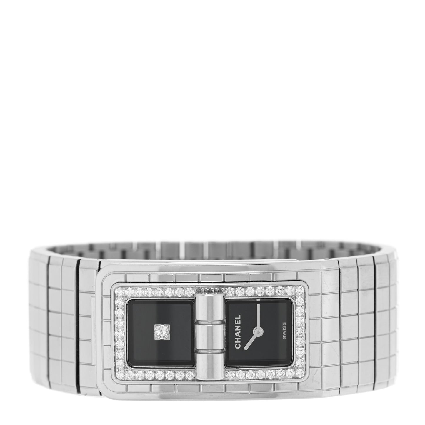 Stainless Steel Diamond Bezel 21mm Code Coco Quartz Watch Black