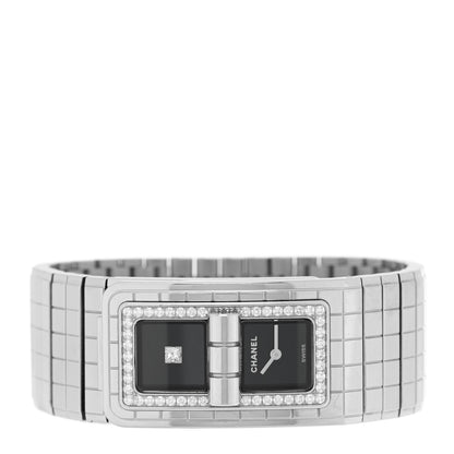 Chanel Stainless Steel Diamond Bezel 21mm Code Coco Quartz Watch Black 2 of 5